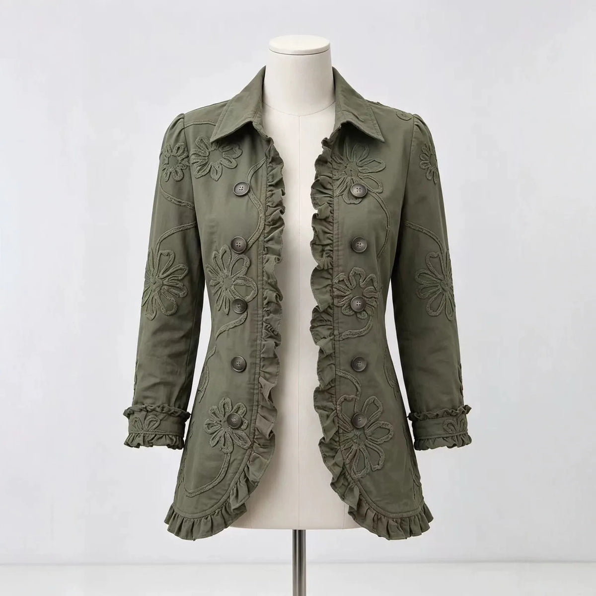 Retro Collar Flared Midi Coat