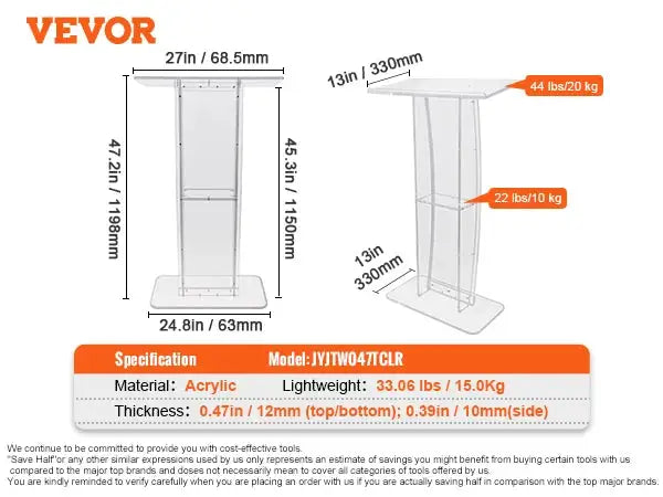 Clear Acrylic Lectern Shelf — product image 8