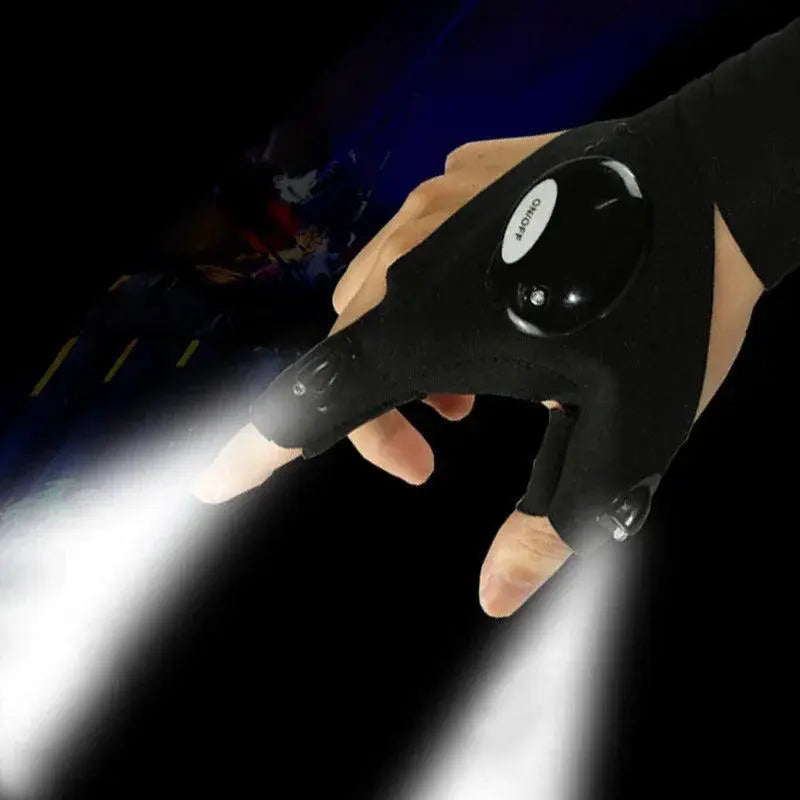1 Pair Right and Left Charged Gloves Outdoor Hiking Fingerless Gloves with LED Light - OurLum.com