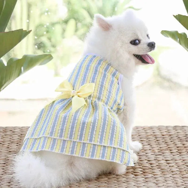 Puppy Butterfly Striped Pet Skirt Summer Princess Dog Dress