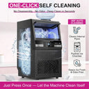 Commercial Ice Maker Machine 80Lbs/24H Dual Water Inlet Black 20Lbs Storage Bin, Freestanding, 36 Ice Cubes/Cycle, Adjustable Ice Thickness, Self-Cleaning, for Home, Bar, Coffee Shop