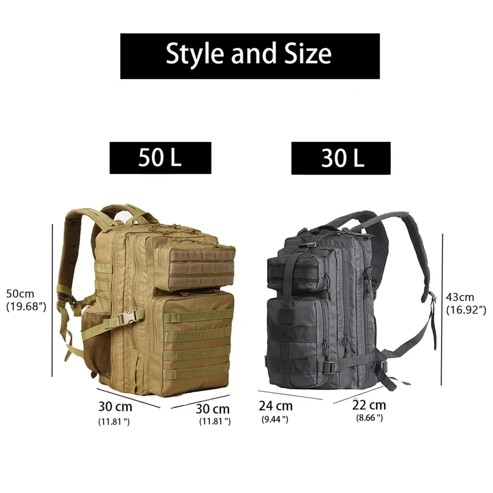 Lawaia 30 50L Nylon Backpack Outdoor Tactical Camping