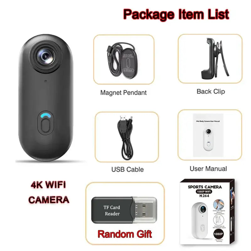 Mini Vlog Camera - WiFi Portable Action Cam - UHD Pro 4K (BK-Lite) With 64G TF Card United States product image