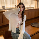 White Knitted Cardigan: Stylish Plus-Size Women's Fashion