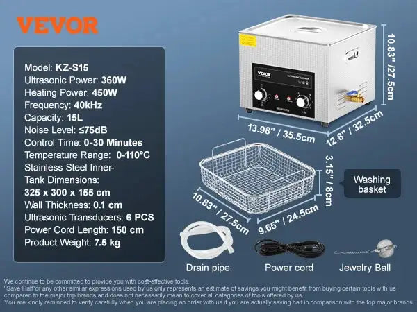 SucceBuy Ultrasonic Cleaner with Heater Timer for Lab Tools Metal — product view 10