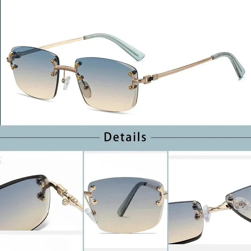 Unisex UV400 Rimless Square Sunglasses for Men and Women