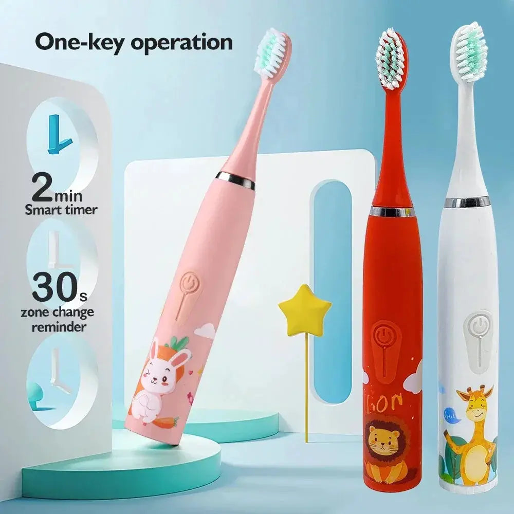 Kids Electric Toothbrush Cartoon Pattern Ultrasonic