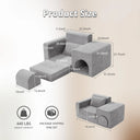 Grey No-Assembly Sofa Bed with Ottoman Pet-Friendly Easy-Clean