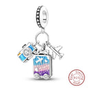 Sterling Silver Colorful Travel Luggage