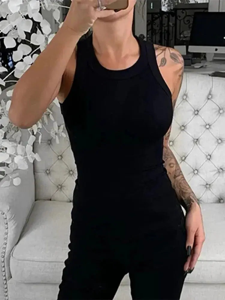 Ribbed Tank Top Comfortable Stylish O Neck Cami Essentials