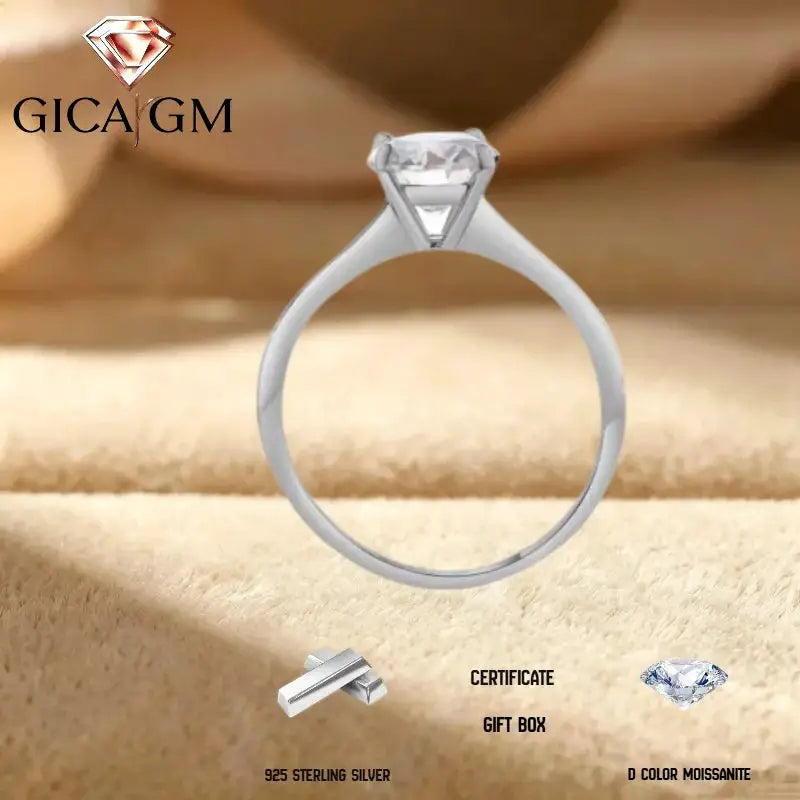 Blue Moissanite Ring in Sterling Silver — product view 4