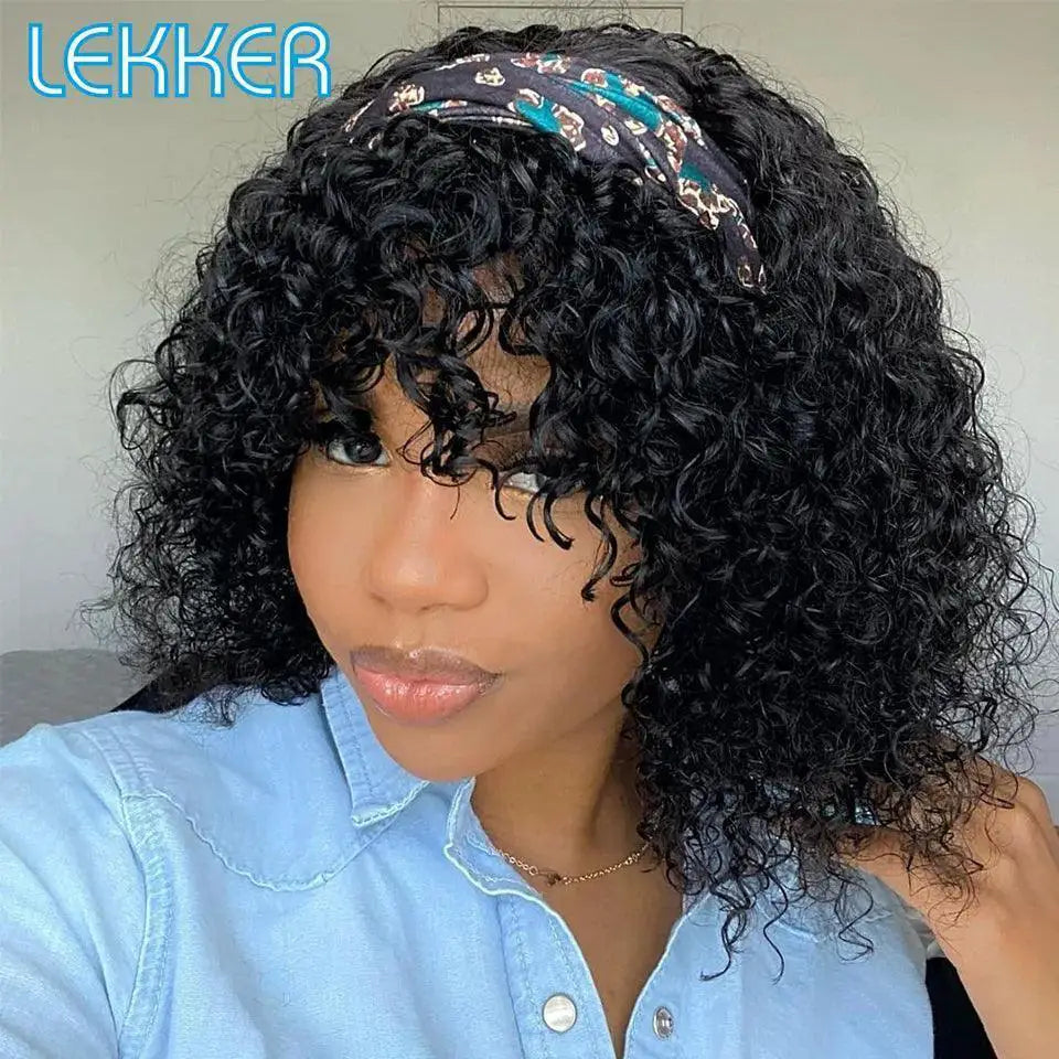 Lekker Afro Kinky Curly Bob Wig Ombre Brown Style for Women