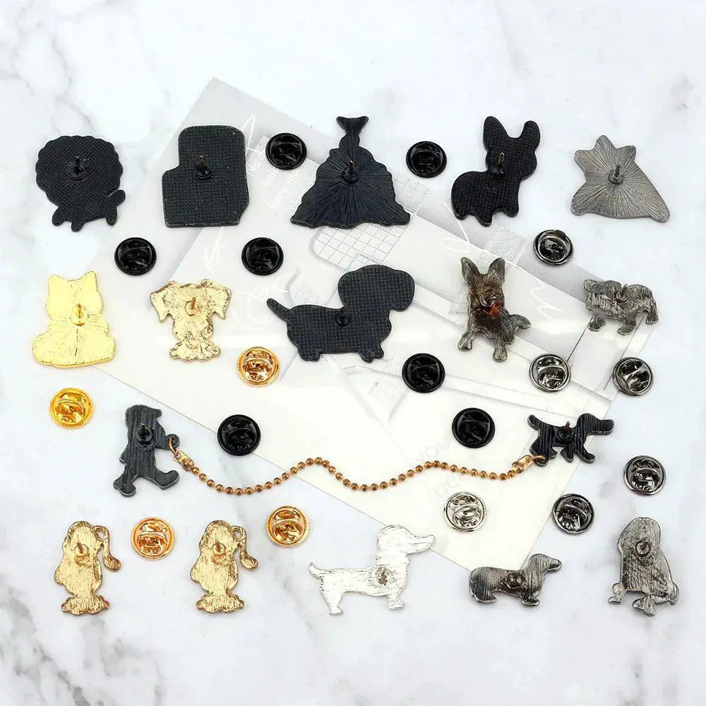 Walking Dogs Cartoon Enamel Pin Labrador Dachshund Bulldog