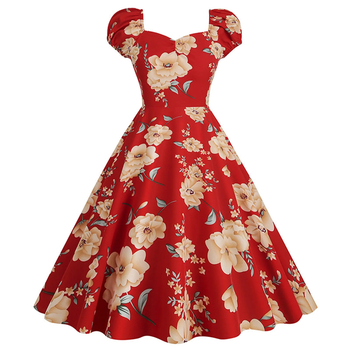 Floral Slash Neck Swing Dress