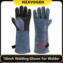 Long-Cuff Leather Welding Work Gloves
