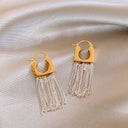 Geometric Fringe Drop Pendant Earrings For Women Copper Alloy Fashion Jewelry