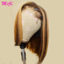 Chocolate Brown Highlight Bob Wig Lace Front Human Hair