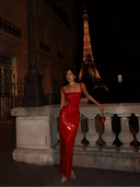 Sparkling Silver Maxi Dress Elegant Backless Evening Gown