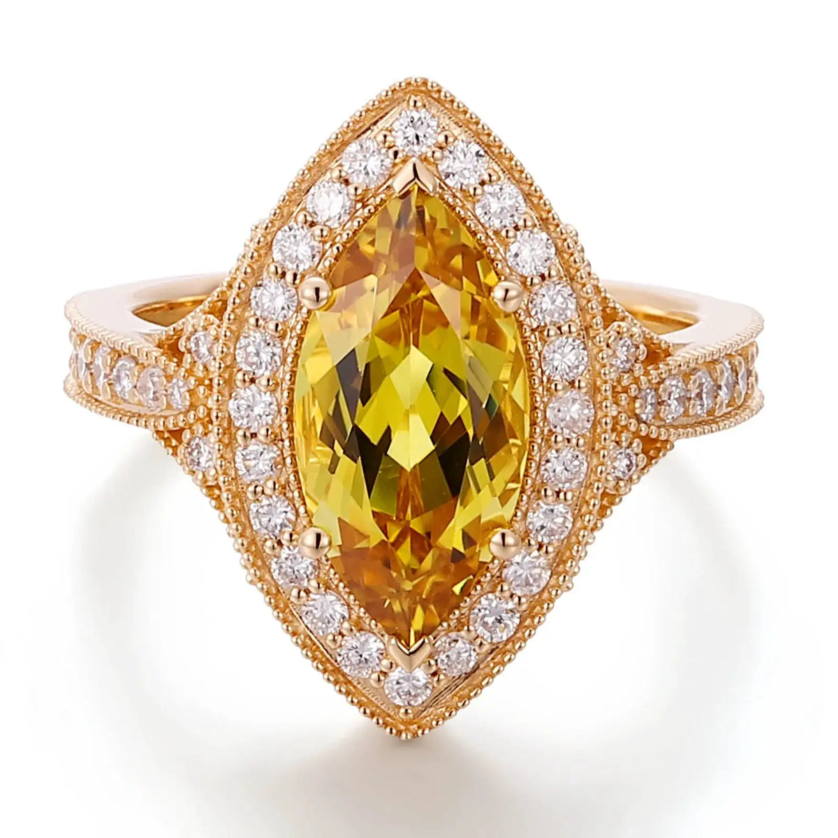 Vintage Yellow Crystal Ring — product view 1