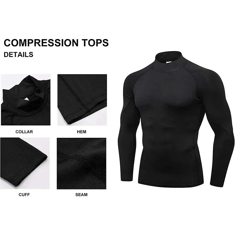 Men Bodybuilding Quick Dry Long Sleeve Compression Shirt
