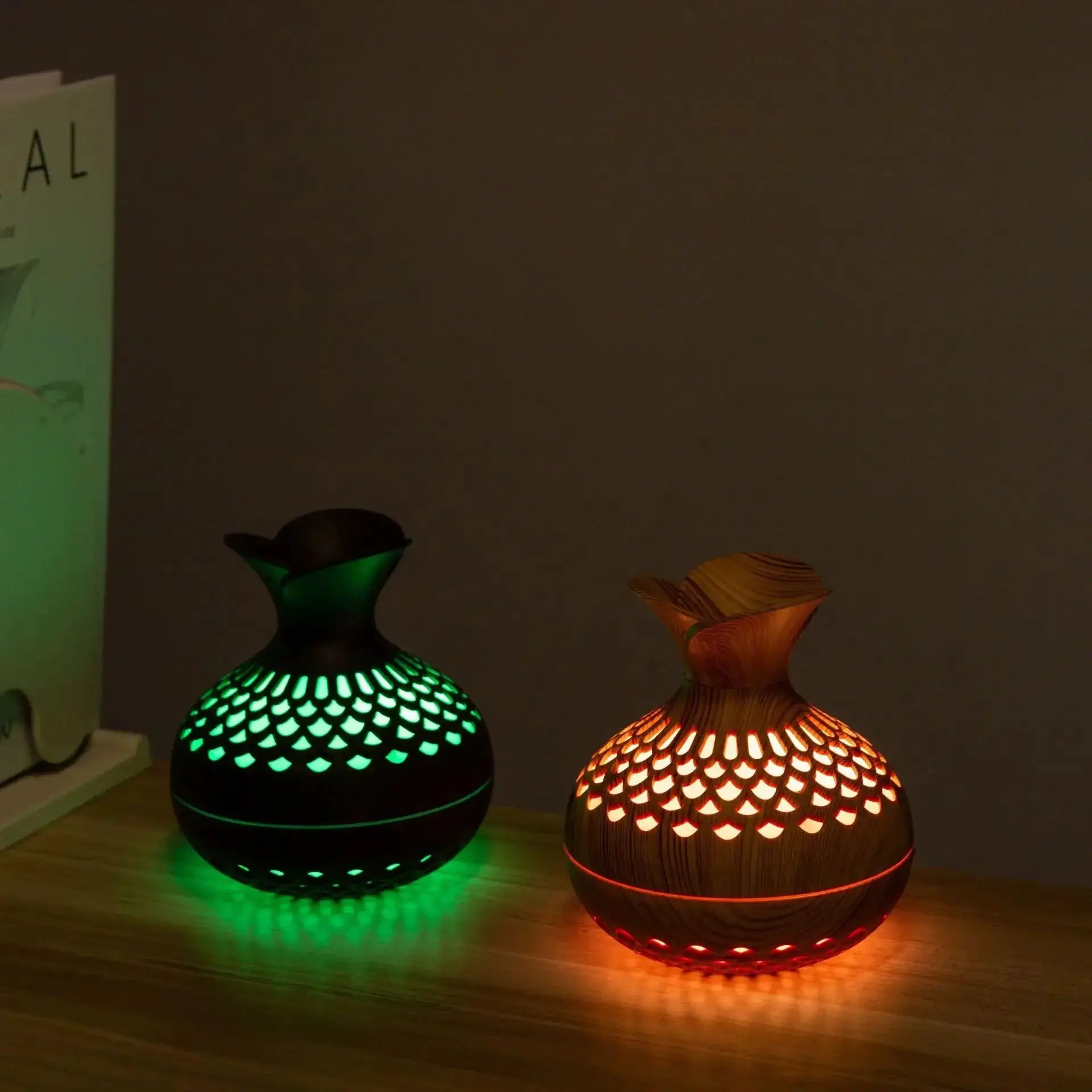 Wood Grain USB Aroma Diffuser Humidifier 300ml With LED