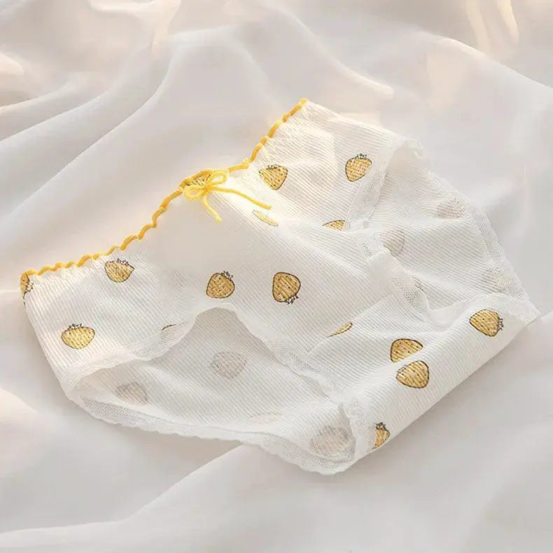 Floral Lace Cotton Underwear Set Feminine Comfort Style
