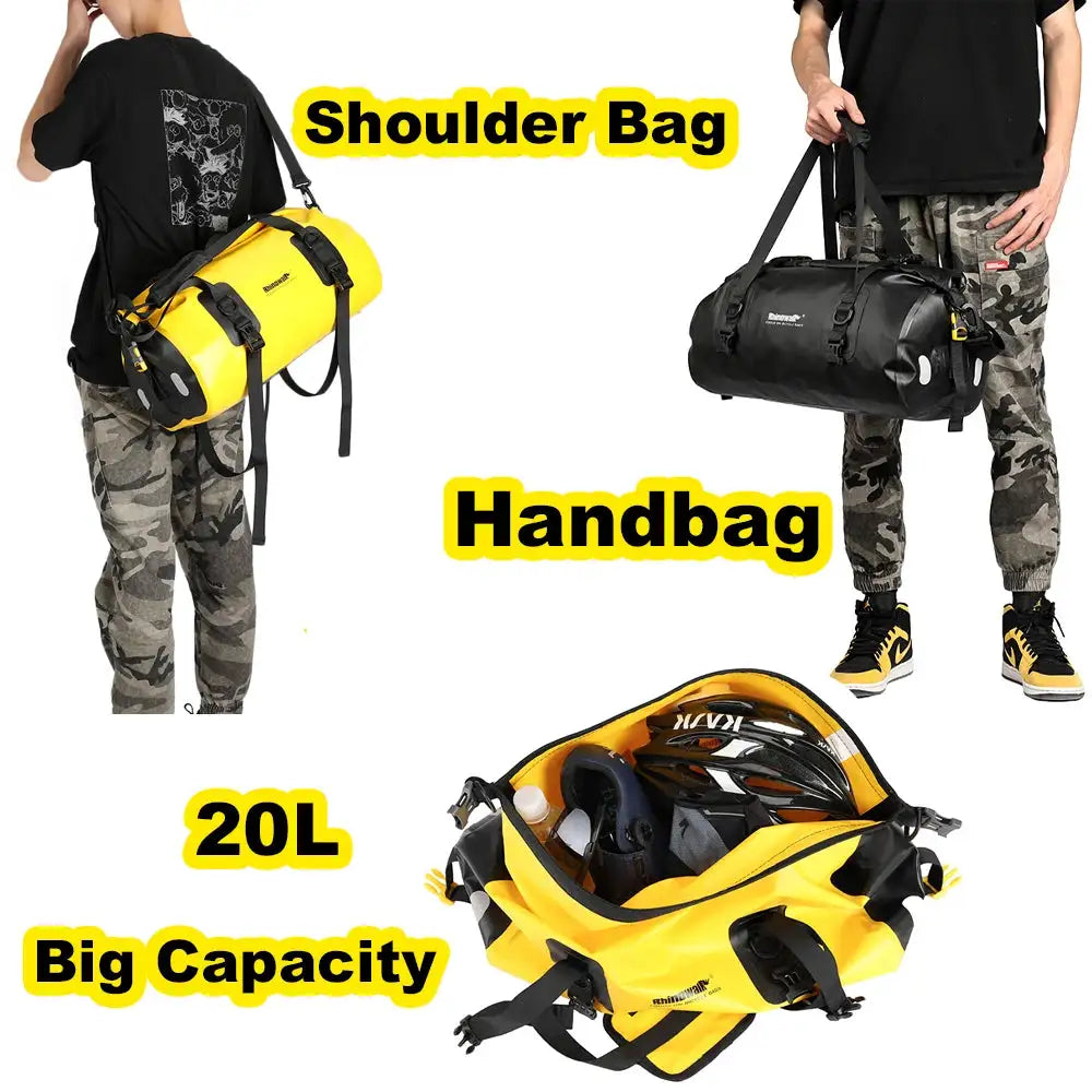 Rhinowalk Bike Rear Seat Bag Waterproof 20L Big Capacity Rear Rack Pannier Shoulder Bags Gym Bag For Mtb Road Bicycle Cycling