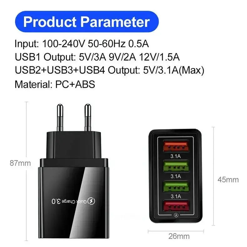 Quick Charge 3.0 USB Charger Fast Safe Multi Device Charger