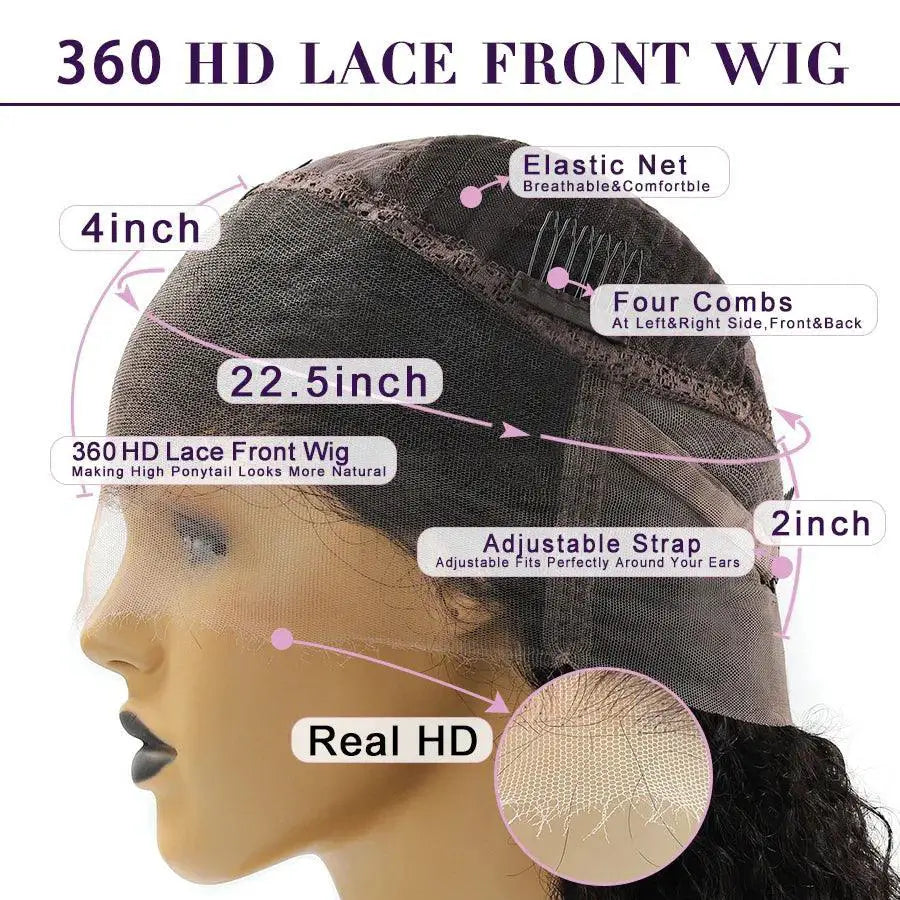 360 HD Lace Frontal Body Wave Wigs Pre Plucked Human Hair