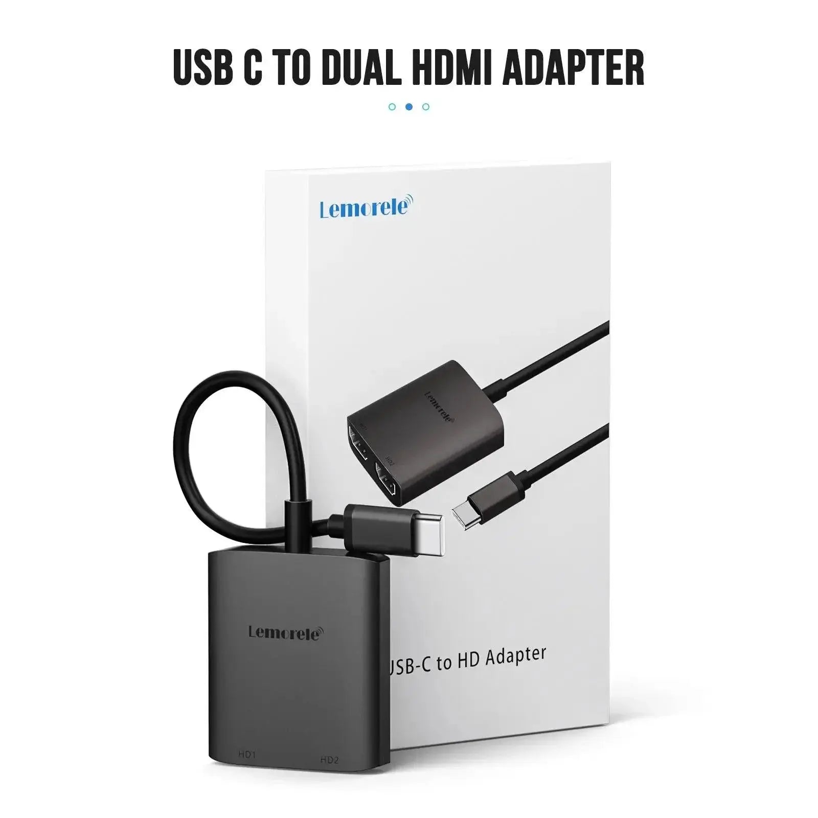 Lemorele USB C Hub 2 Port Dual HDMI 4K Docking Station