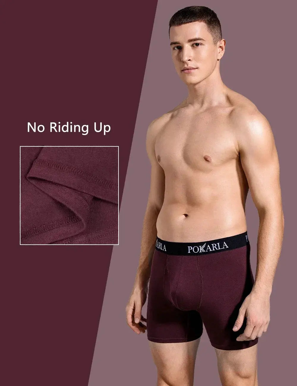 Pokarla 5 Pack Mens Cotton Boxer Shorts Open Fly U Pouch