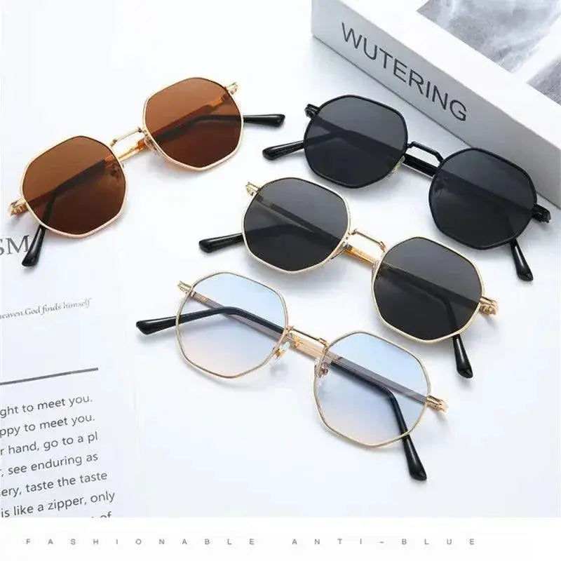 Vintage Octagon Metal Sunglasses For Men And Women 2024