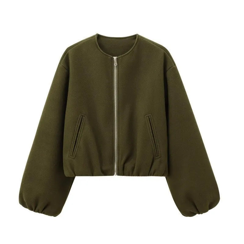 Round Neck Zip Pilot Jacket