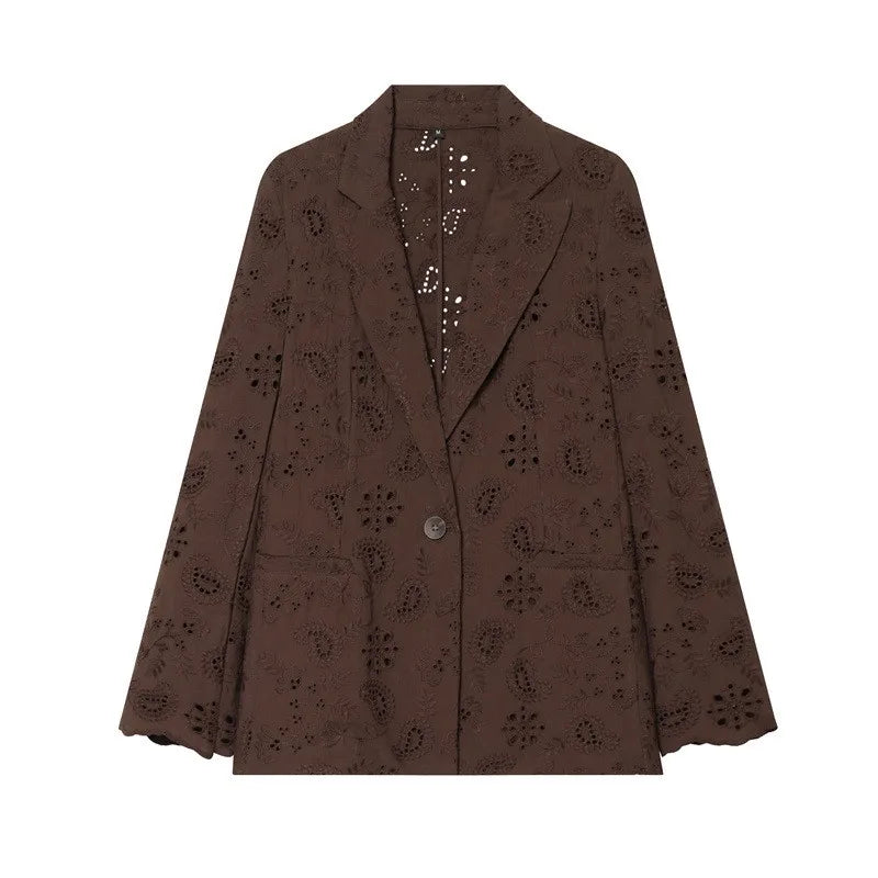 Notched Collar Button Casual Jacket