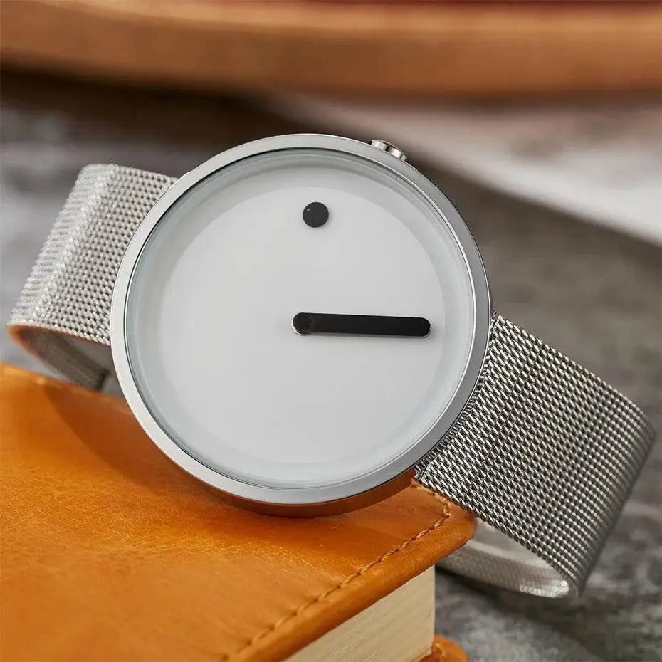 Dot Matrix Mens Watch Alloy Band Precision Quartz Timepiece