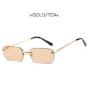 Unisex Rimless Rectangle Sunglasses with UV400 Protection