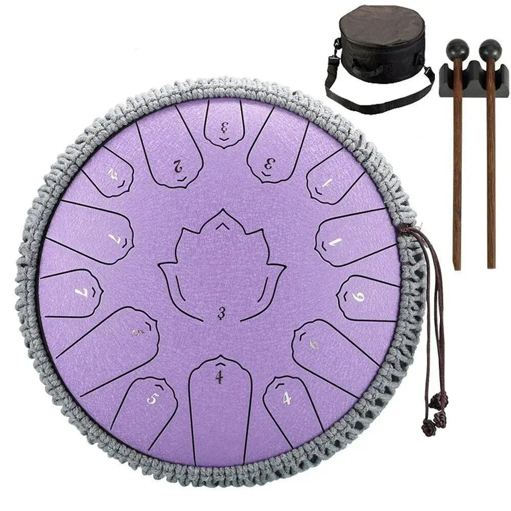 Hluru 13 Inch 15 Notes Steel Tongue Drum C Tone Musical