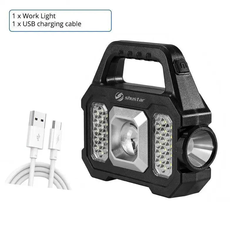 High Power LED Solar Camping Flashlight With USB Charging