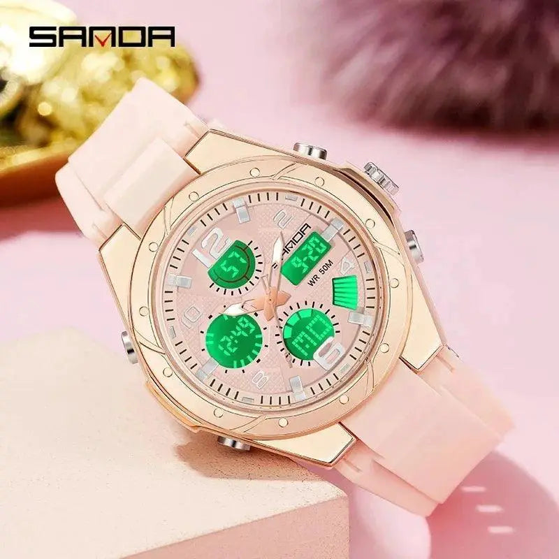 SANDA Women LED Sports Watch Waterproof Timepiece Pro