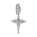 Inlaid Zircon Charm Beads Sterling