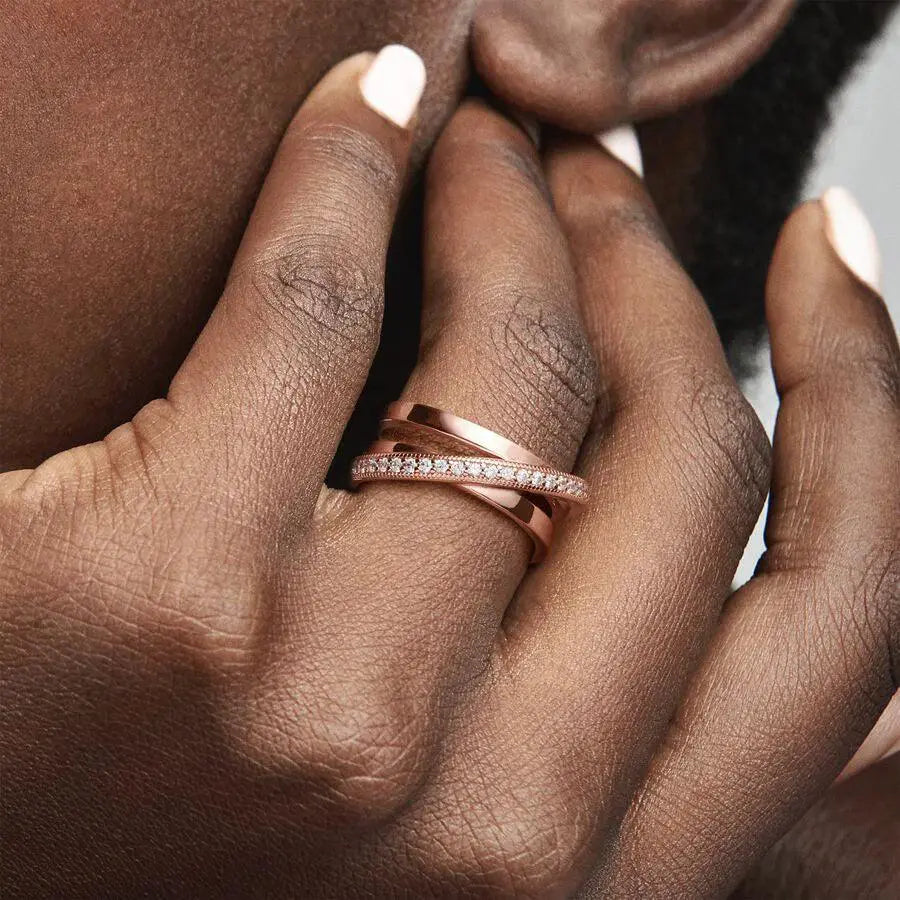 925 Sterling Silver Crossover Love Ring Gift For Her