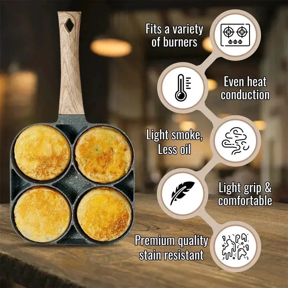 Nonstick Omelet Pan 4 Hole Induction Compatible Breakfast