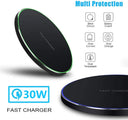 30W Wireless Charger Pad Stand for iPhone Samsung Xiaomi