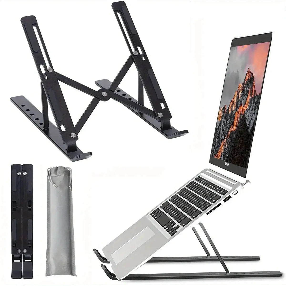 6‑Level Adjustable Laptop Stand - Foldable & Portable Design for 8‑14" Laptops & Tablets, Enhanced Ventilation & Heat Management