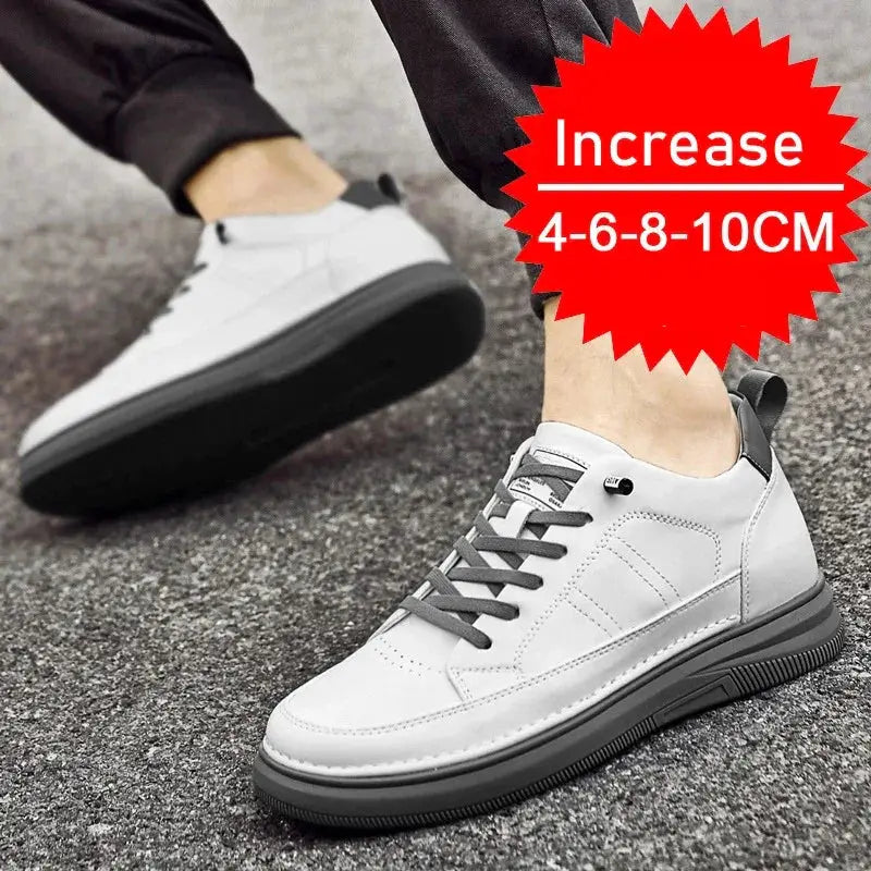 Casual Men Elevator Shoes Height Increase 6cm White Black
