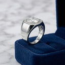 Unisex Sterling Silver Moissanite Ring