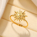 Stainless Steel Sunflower Wedding Rings for Women Elegant Design