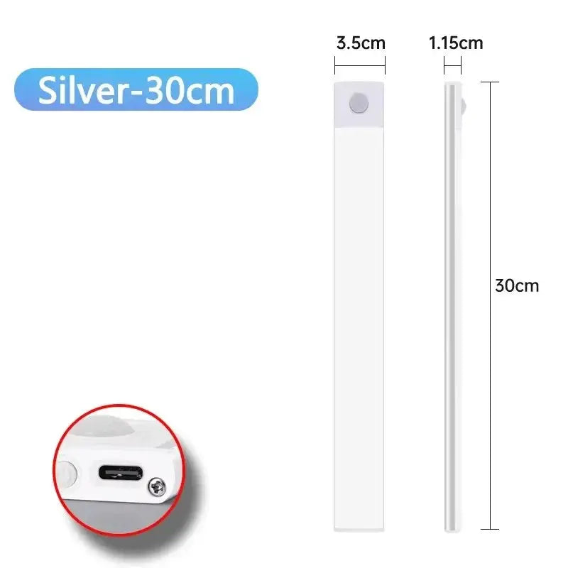 Ultra Thin Wireless LED Cabinet Light Motion Sensor USB TypeC Rechargeable Magnetic Dimmable 3Colors Indoor for Kitchen Wardrobe