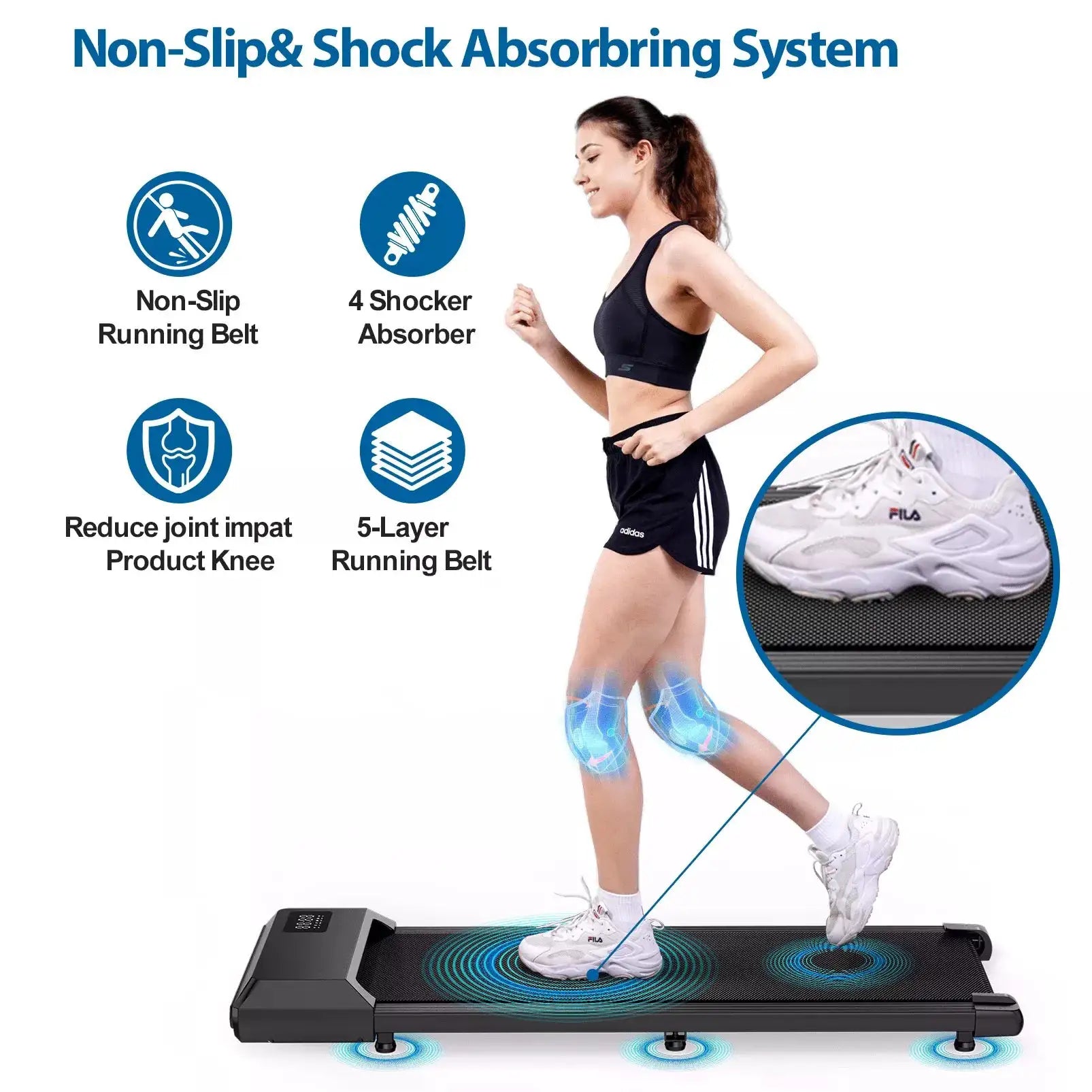 Walking Pad Treadmills 90 Cm Walking Area 265 Lbs Capacity Under Desk Treadmill For Home Office