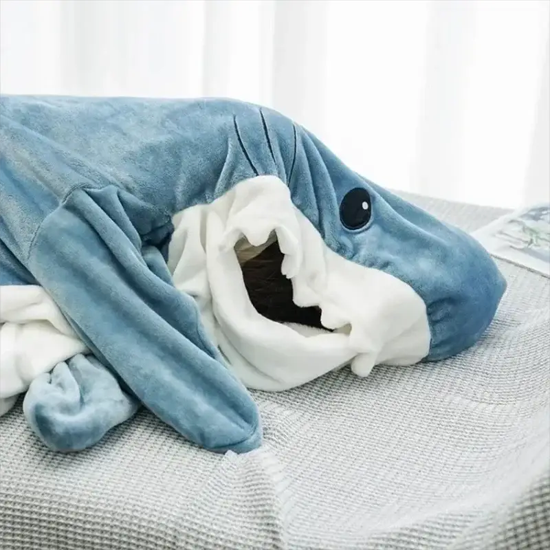 Cartoon Shark Blanket Sleeping Bag For Women Cozy Homewear